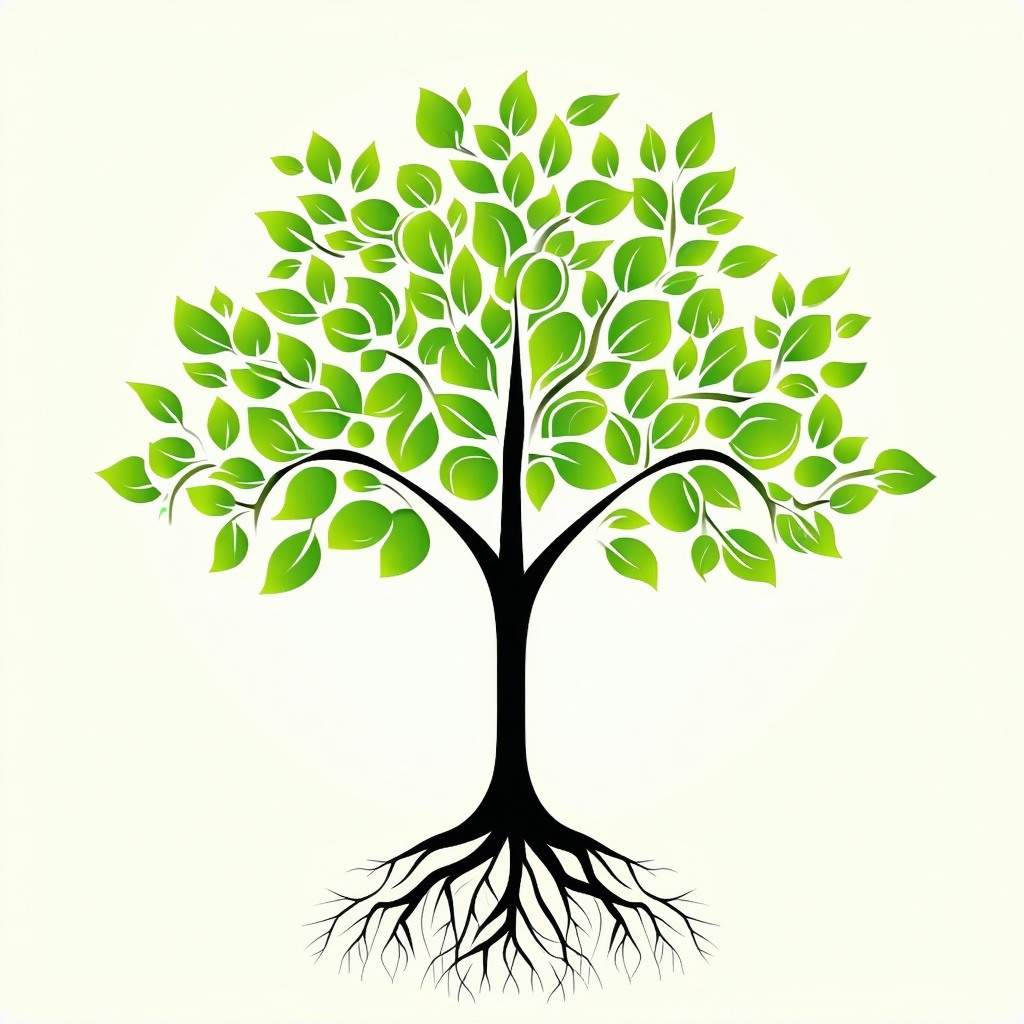 The minimalist icon features a sleek stylized tree design characterized by clean lines Its branches extend gracefully symbolizing growth and prosperity while the roots are subtly integrated into the base representing a strong foundation in investing-1